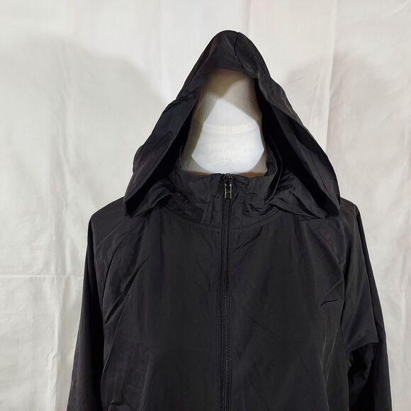 Victorias Secret PINK Windbreaker Jacket Womens Size L Black Logo Packable Hood - Picture 3 of 15